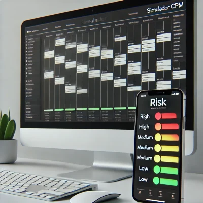 DALL·E 2024-10-09 22.05.11 - A modern and clean layout showing a computer screen and a smartphone side by side. The computer screen displays a simple Gantt chart with only rows of